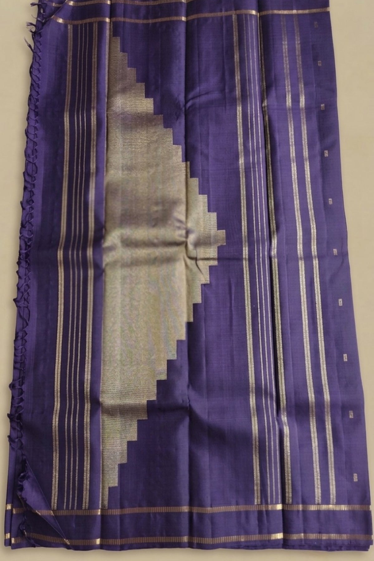 Shikhara – Deep Violet Kanjivaram Silk Saree with Gold Zari Temple Pallu