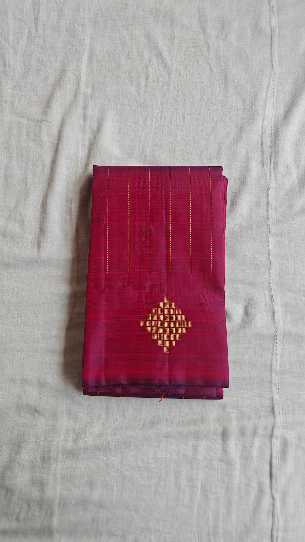 Kolam - Berry Maroon Kanjivaram Silk Saree with Kolam Border- Pre Order Only