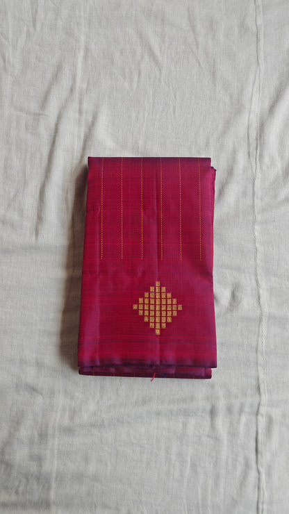 Kolam - Berry Maroon Kanjivaram Silk Saree with Kolam Border- Pre Order Only
