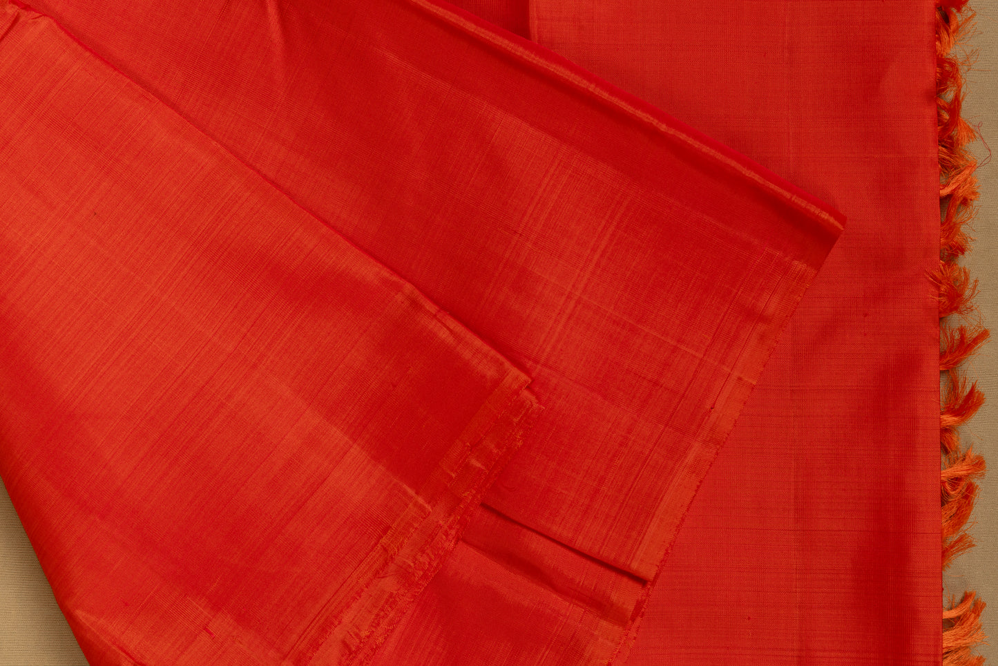 Orange Plain Kanjivaram Saree