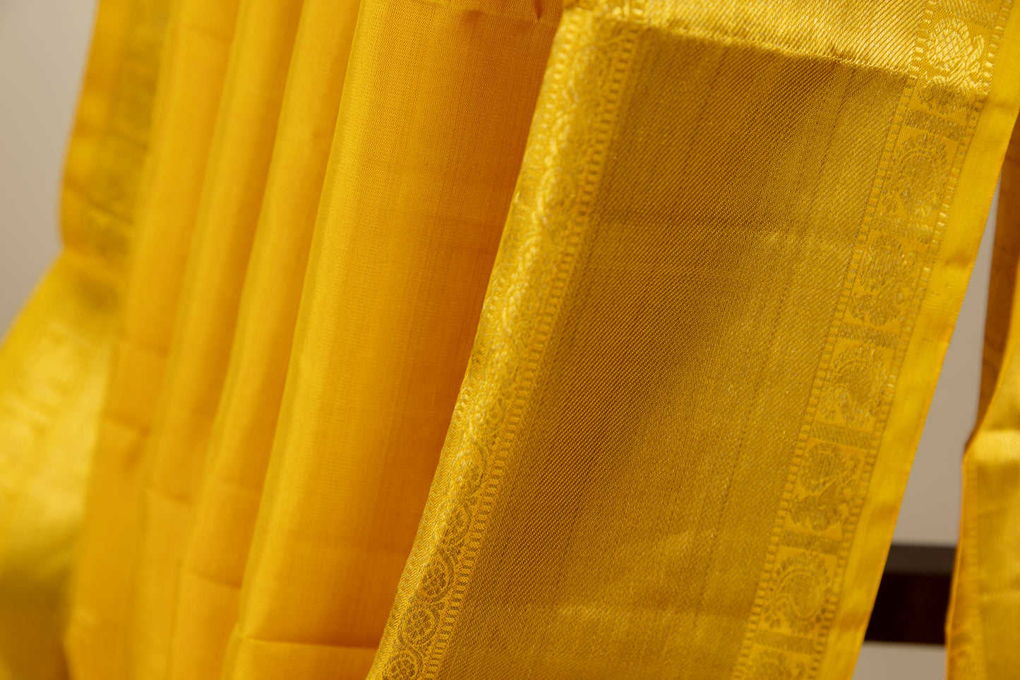 Yellow and gold Kanjivaram silk saree