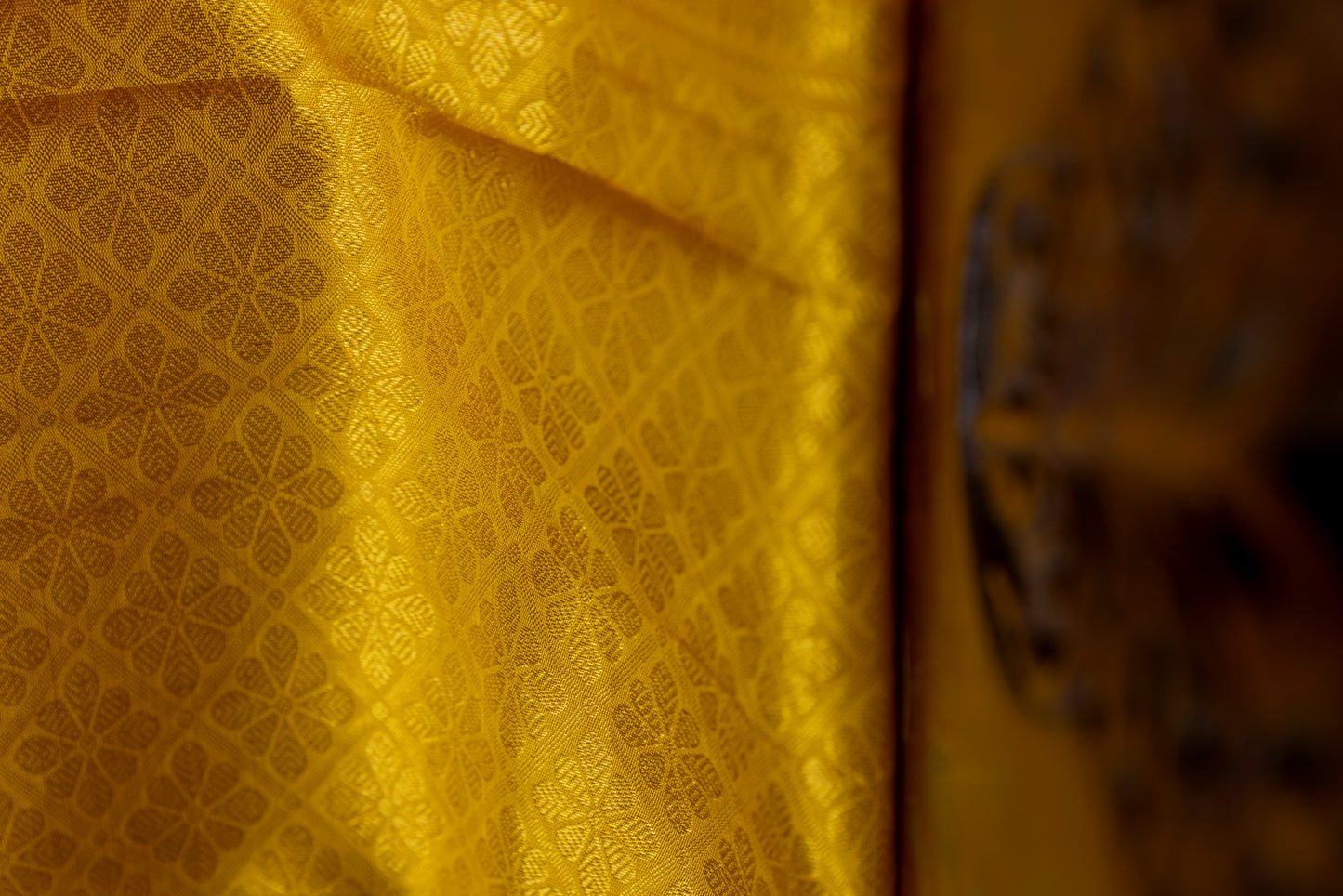 Yellow and gold Kanjivaram silk saree