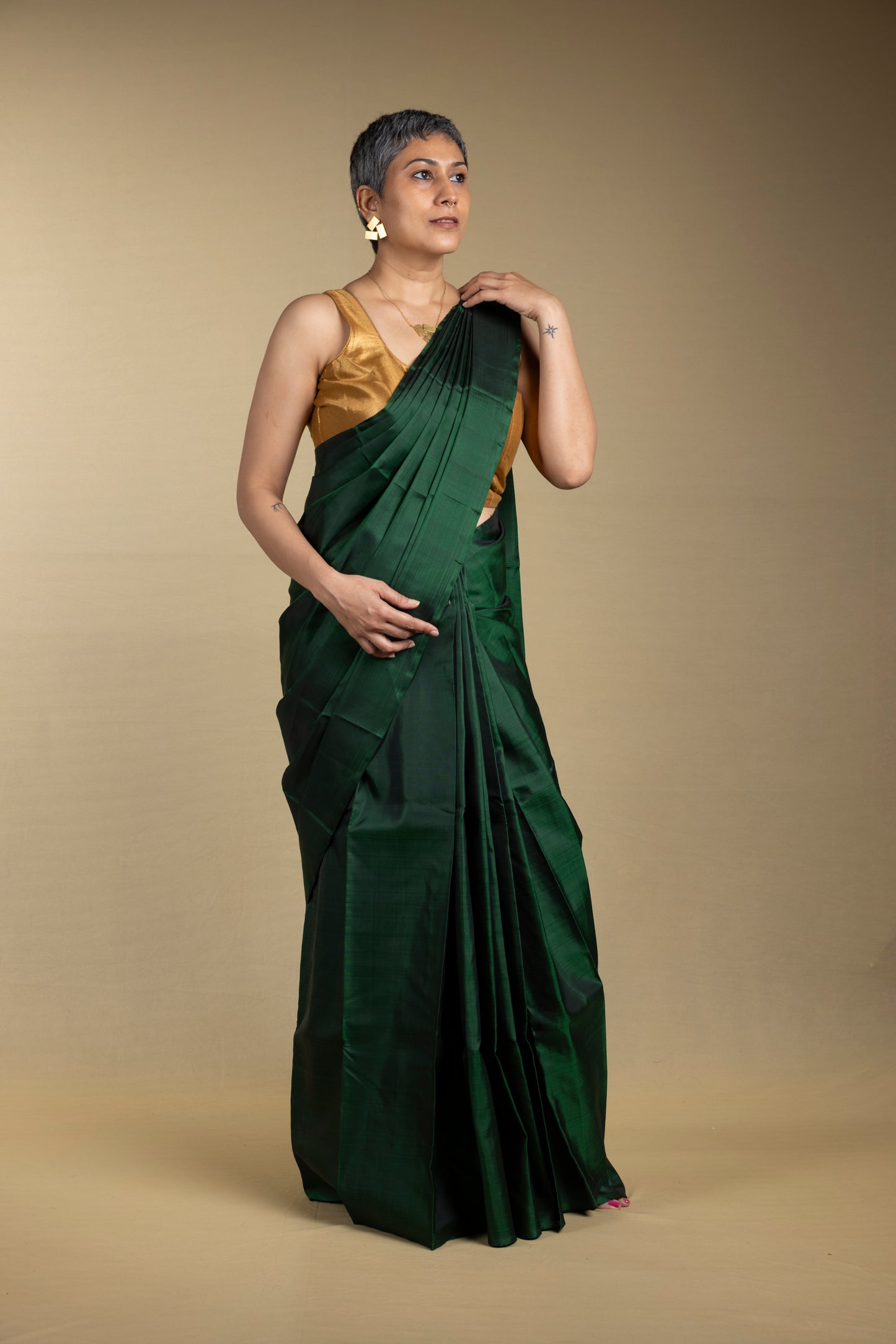 Green Plain Kanjivaram Saree