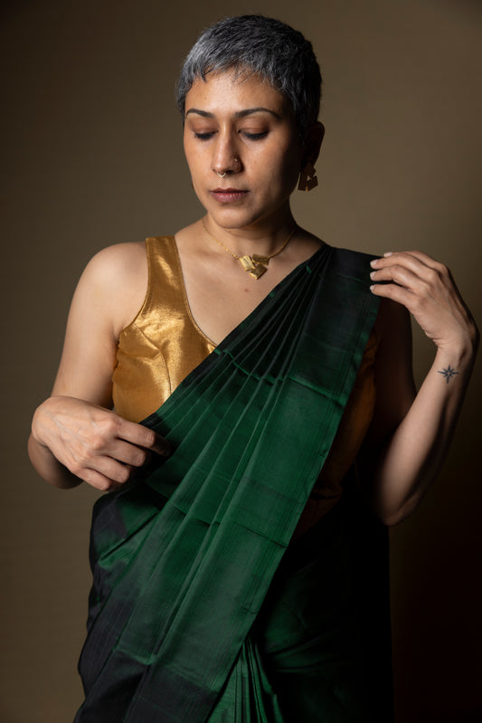 Green Plain Kanjivaram Saree