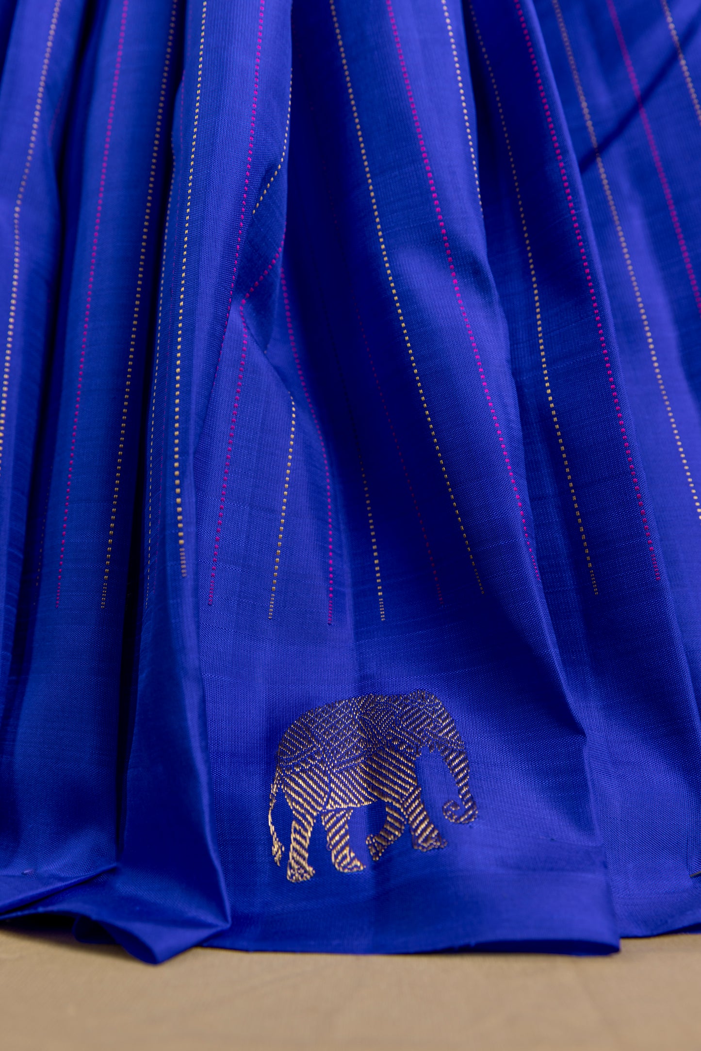 Blue with gold elephant Kanjivaram Saree