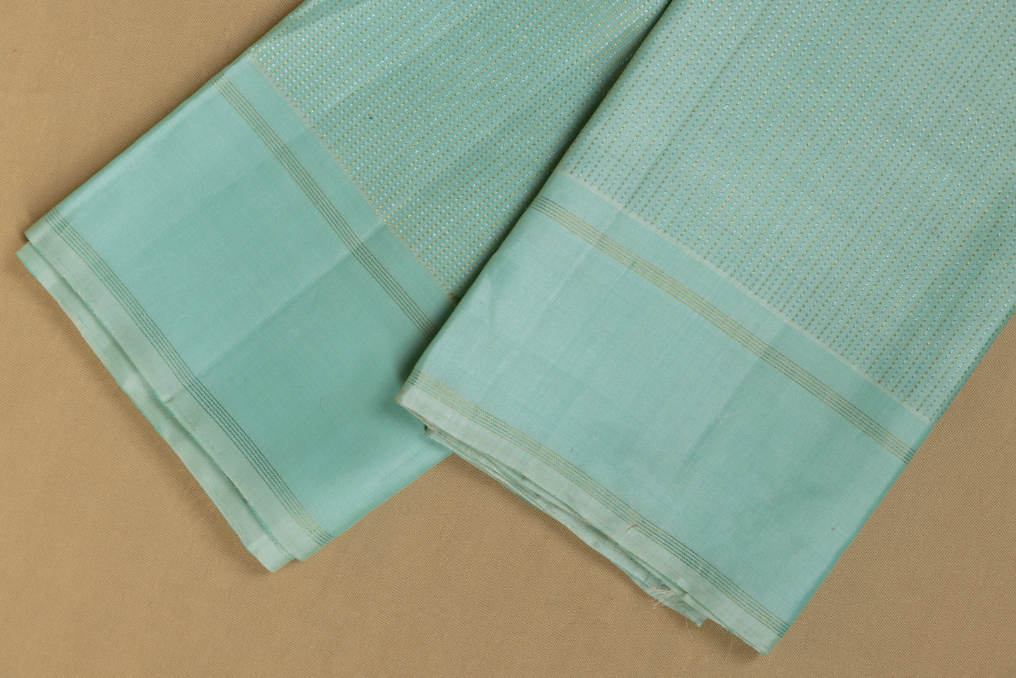 Sea Green Kanjivaram Saree with light gold zari