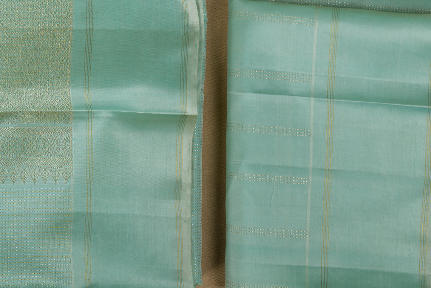 Sea Green Kanjivaram Saree with light gold zari