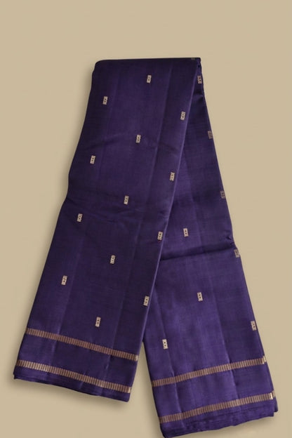 Shikhara – Deep Violet Kanjivaram Silk Saree with Gold Zari Temple Pallu